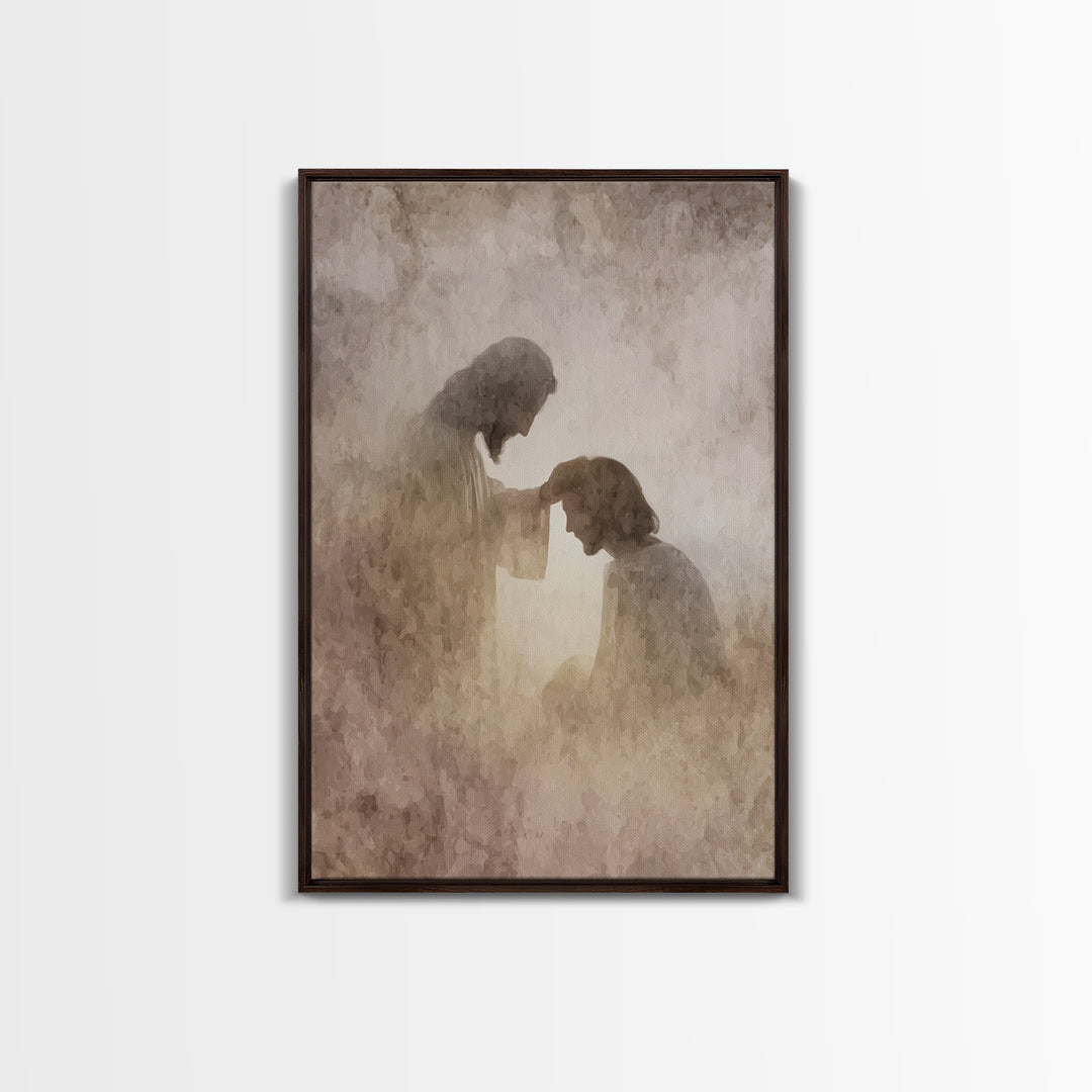 Quiet Anointed Light – Framed Canvas Print – Jesus Painting – Christian Art Print – Christian Wall Art – Christian Art Canvas – Christian G