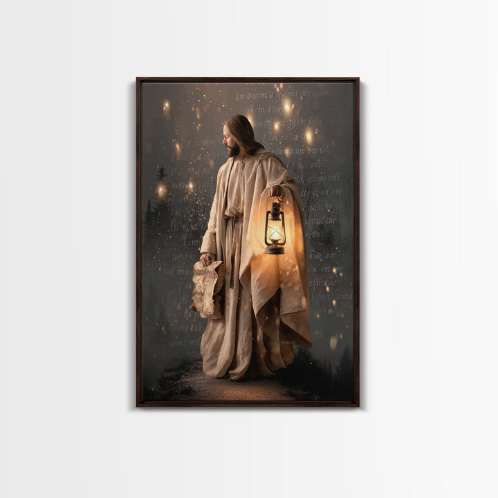 Guiding Through Night – Framed Canvas Print – Christian Wall Art – Christian Gift Ideas – Christian Art Print – Jesus Painting – Christian