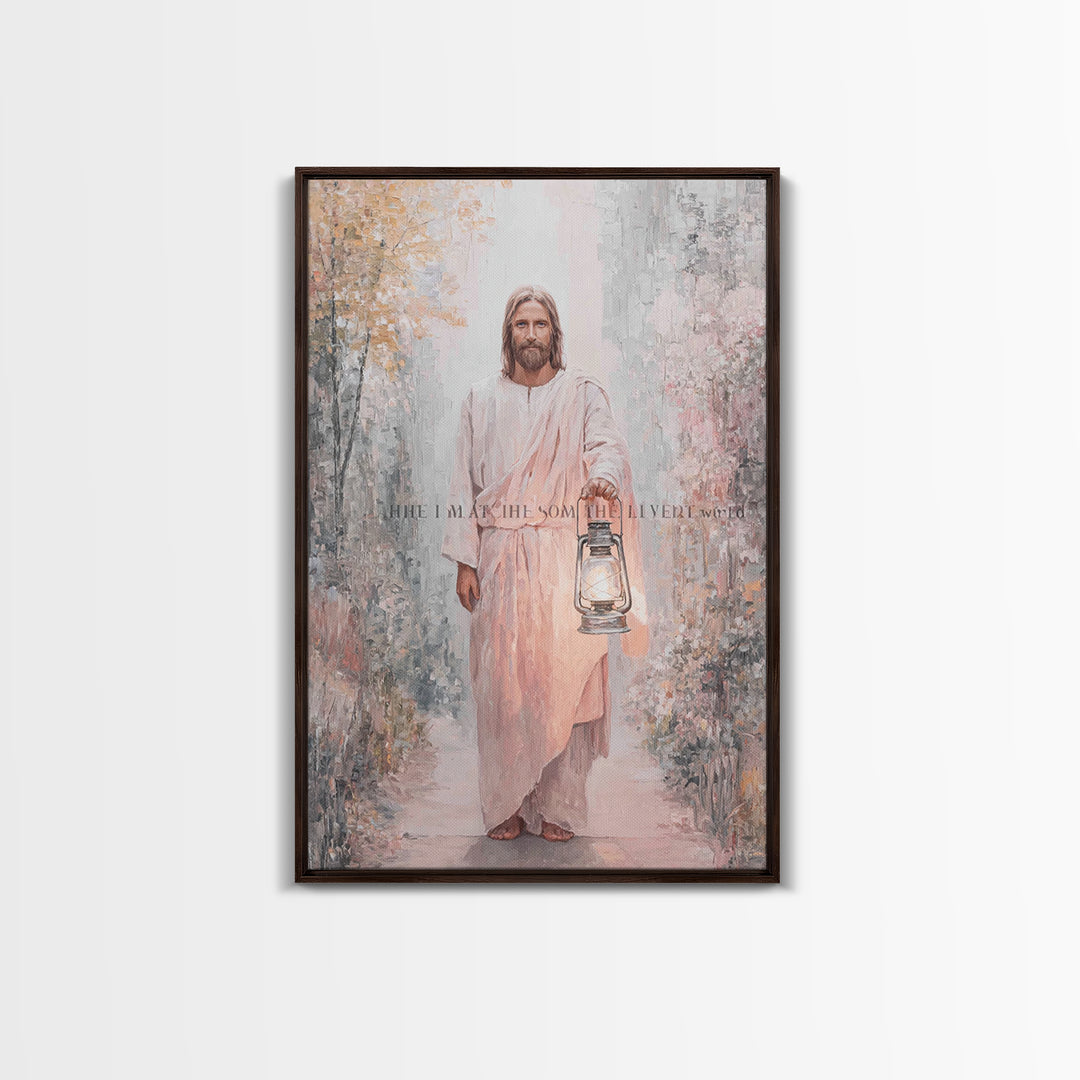 Holy Night Lantern – Framed Canvas Print – Christian Art Print – Christian Wall Art – Jesus Painting – Christian Gift Ideas – Christian Art