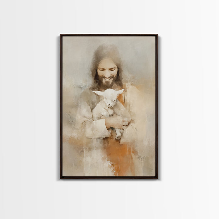 Lamb of Joy – Framed Canvas Print – Christian Art Canvas – Christian Painting – Jesus Art Print – Christian Wall Art – Christian Decor – Ch