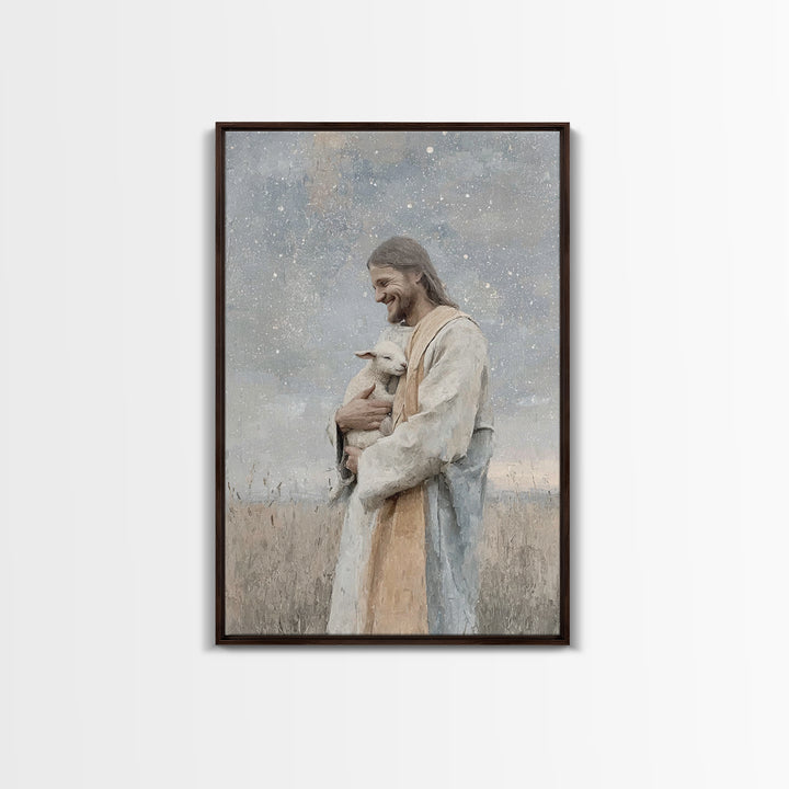Joyful Meadow Grace – Framed Canvas Print – Christian Art Print – Jesus Painting – Christian Wall Art – Christian Decor – Christian Gift Id