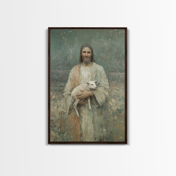 Gentle Pasture Hope – Framed Canvas Print – Christian Decor – Christian Art Print – Christian Wall Art – Jesus Painting – Christian Art Can