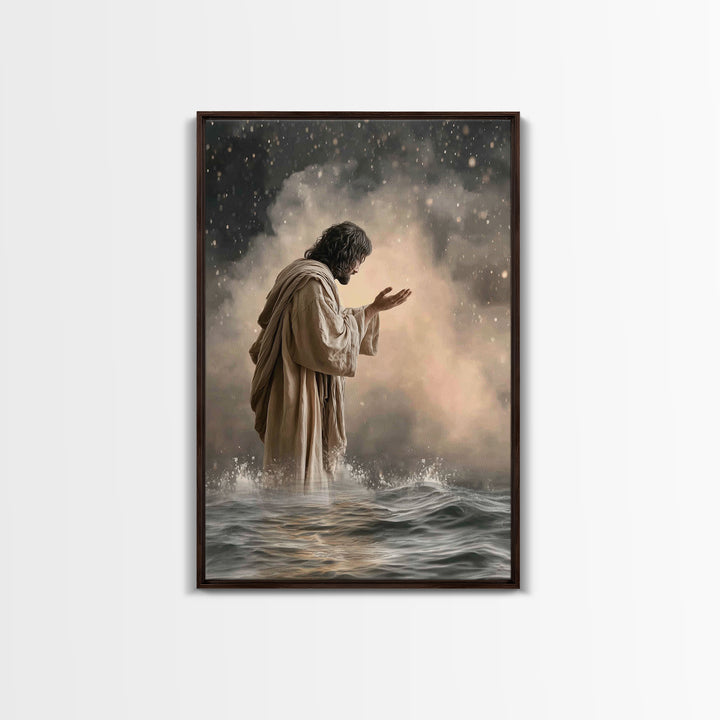 Prayerful Light – Framed Canvas Print – Christian Art Print – Christian Art Canvas – Christian Wall Art – Christian Gift Ideas – Jesus Pain