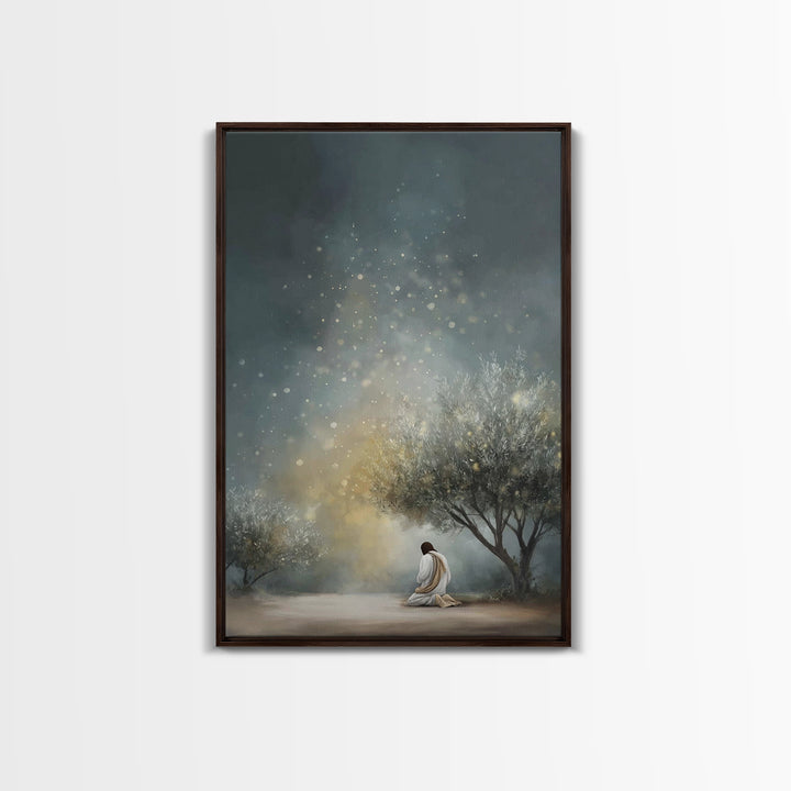 Sacred Solitude – Framed Canvas Print – Christian Art Canvas – Large Christian Painting – Jesus Wall Art – Vintage Christian Art – Christia