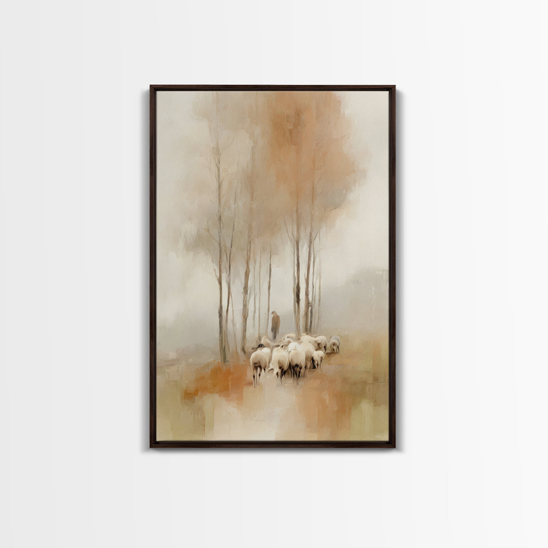 Shepherd’s Quiet Path, Framed Canvas Print, Christian Wall Art, Christian Art Canvas, Pastoral Scenery, Christian Art Work, Christian Gift