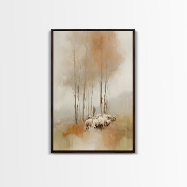 Shepherd’s Quiet Path, Framed Canvas Print, Christian Wall Art, Christian Art Canvas, Pastoral Scenery, Christian Art Work, Christian Gift