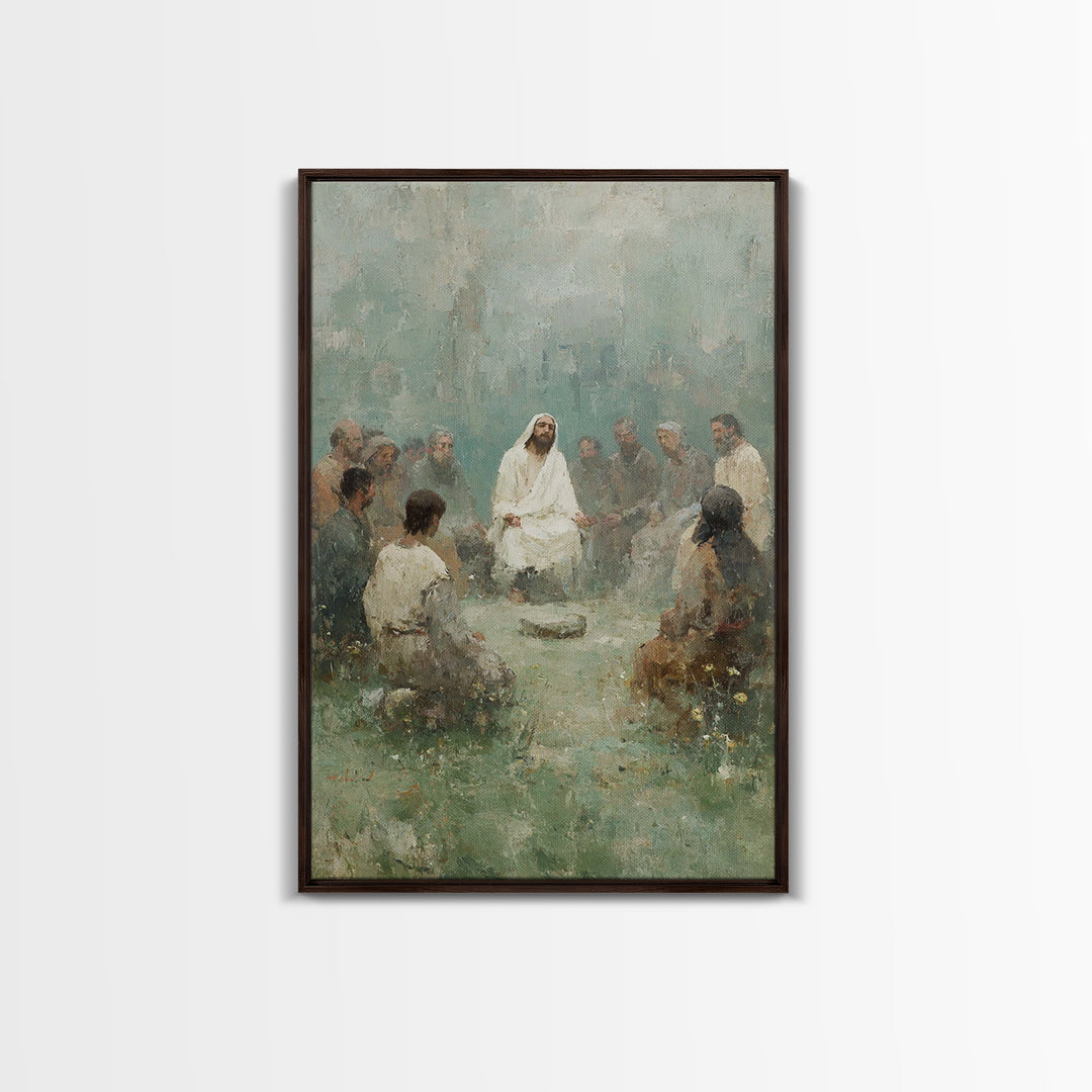 Gathered In Spirit | Framed Canvas Print | Christian Art Print | Christian Wall Art | Jesus Painting | Christian Gift | Modern Christian Ar