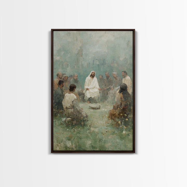Gathered In Spirit | Framed Canvas Print | Christian Art Print | Christian Wall Art | Jesus Painting | Christian Gift | Modern Christian Ar