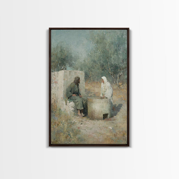 Teaching By The Well – Framed Canvas Print – Jesus Painting – Christian Wall Art – Christian Art – Christian Gift Ideas – Christian Art Can