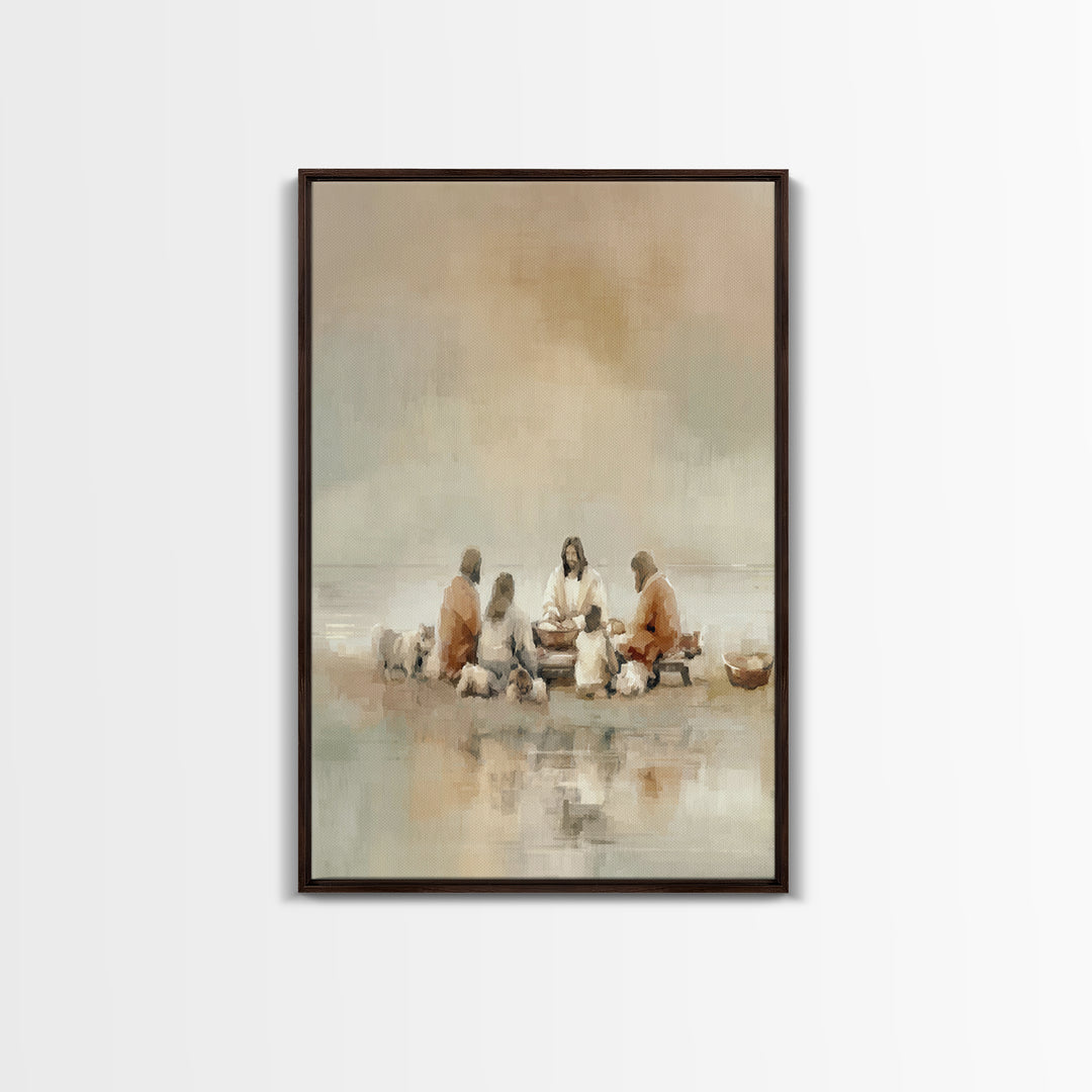 Flock Circle Light | Framed Canvas Print | Christian Wall Art | Christian Art Canvas | Jesus Painting | Christian Decor | Subtle Christian