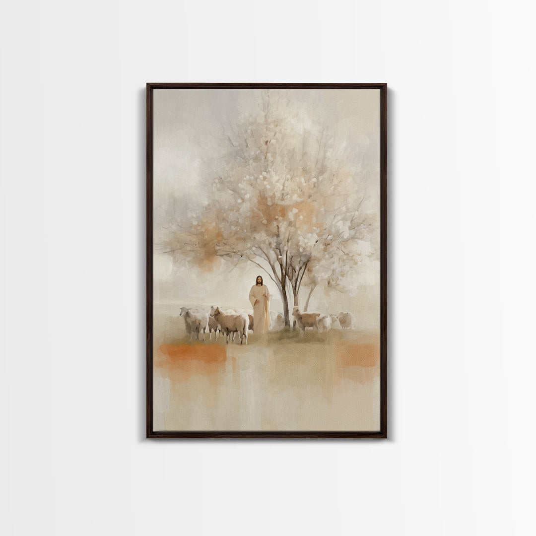 Quiet Orchard Watch, Framed Canvas Print, Christian Wall Art, Christian Art Canvas, Jesus Painting, Christian Decor, Minimalist Christian A