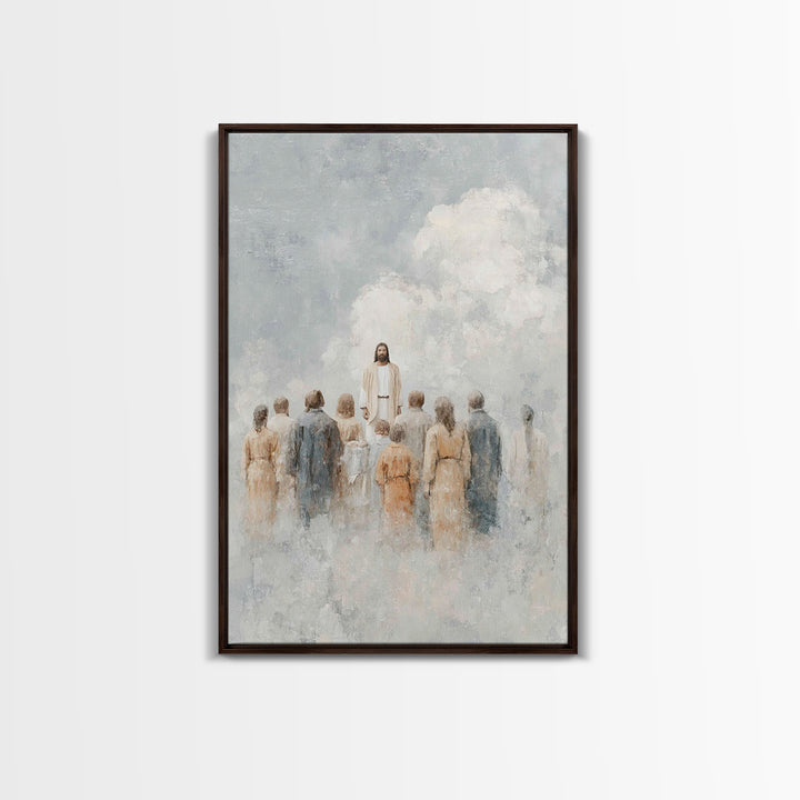 Ascension Amid Clouds – Framed Canvas Print – Christian Art Canvas – Christian Wall Art – Christian Art – Jesus Painting – Christian Decor