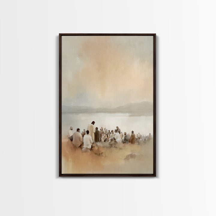 Shoreline Teaching Light | Framed Canvas Print | Christian Art Canvas | Christian Wall Art | Jesus Painting | Christian Art | Christian Dec