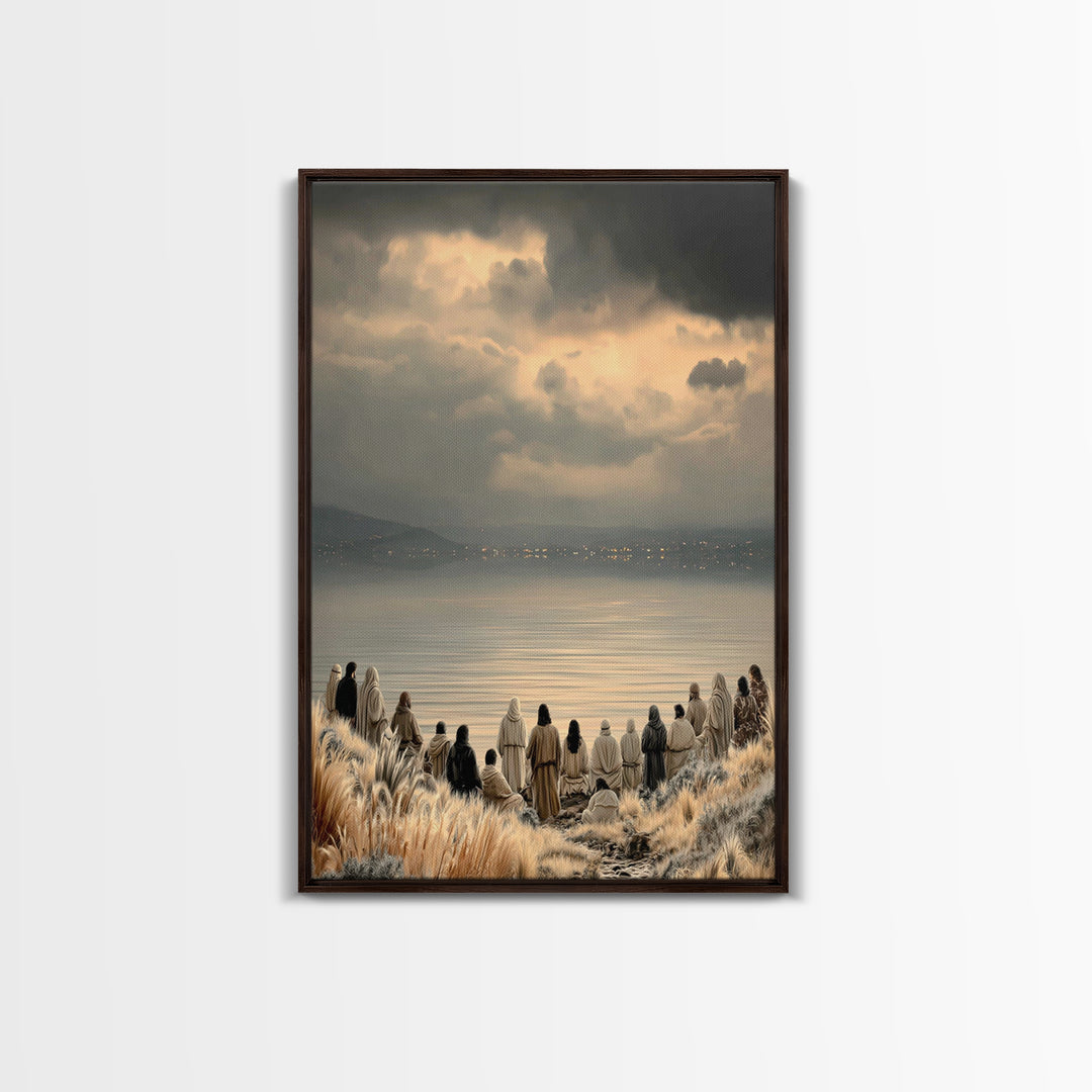 Twilight Gathering Calm, Framed Canvas Print, Christian Art Canvas, Christian Wall Art, Jesus Painting, Christian Art, Christian Decor, Moo