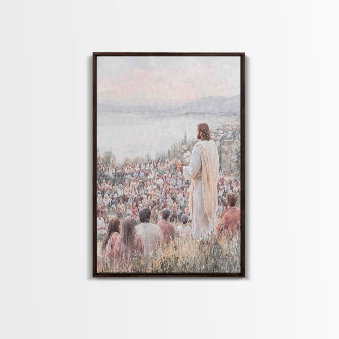 Hillside Multitude Grace – Framed Canvas Print – Christian Art Canvas – Christian Wall Art – Jesus Painting – Christian Art – Christian Dec