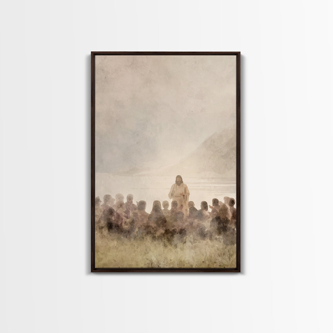 Silent Shore Message | Framed Canvas Print | Christian Wall Art | Christian Art Canvas | Jesus Painting | Christian Art | Christian Decor |