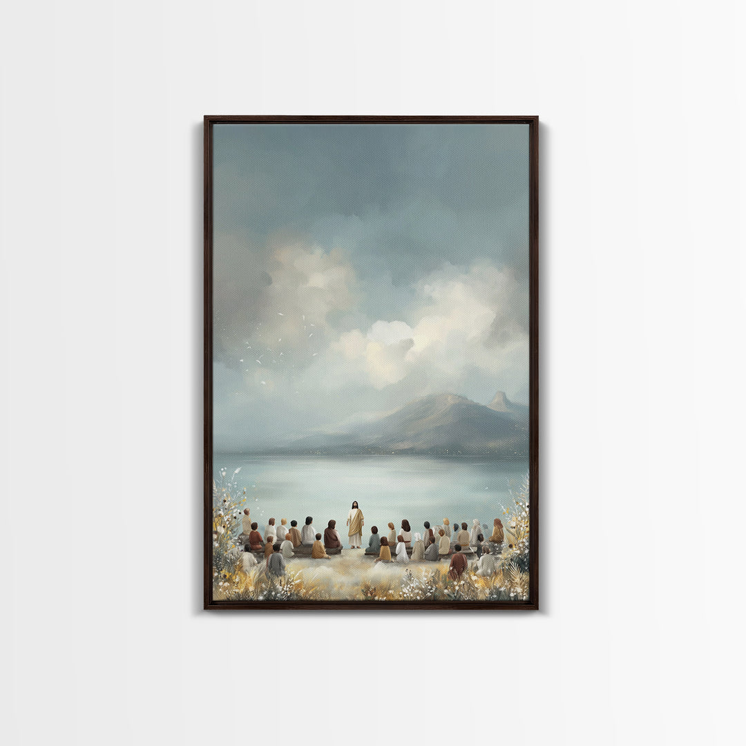 Lakefront Morning Word – Framed Canvas Print – Christian Art Canvas – Christian Wall Art – Jesus Painting – Christian Art – Christian Decor