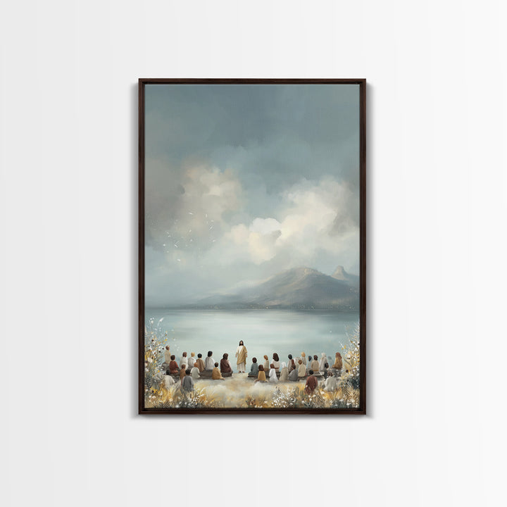 Lakefront Morning Word – Framed Canvas Print – Christian Art Canvas – Christian Wall Art – Jesus Painting – Christian Art – Christian Decor