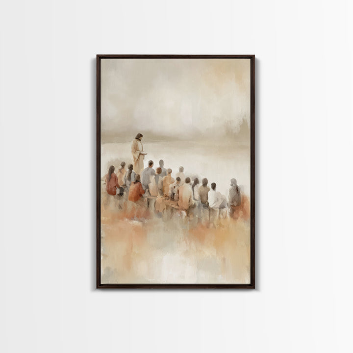 Quiet Shore Lesson – Framed Canvas Print – Christian Art Canvas – Minimalist Christian Art – Jesus Painting – Christian Wall Art – Subtle C