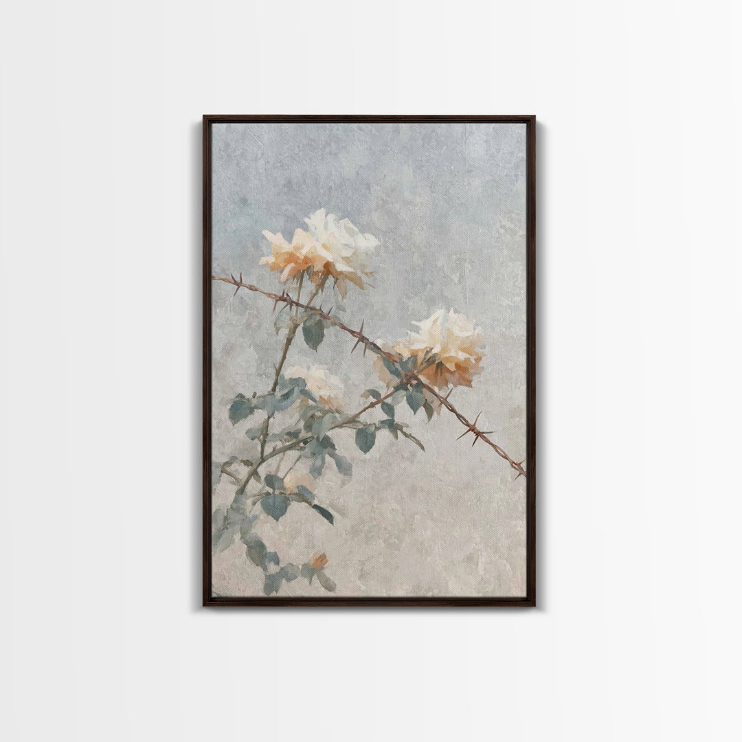 Thorn And Bloom – Framed Canvas Print – Christian Art Canvas – Christian Wall Art – Christian Painting – Christian Decor – Minimalist Chris