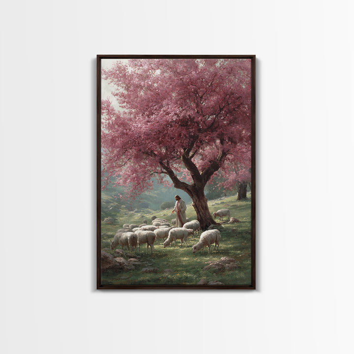 Pasture Of Peace | Framed Canvas Print | Christian Art Canvas | Jesus Painting | Christian Wall Art | Christian Christmas Art | Modern Chri