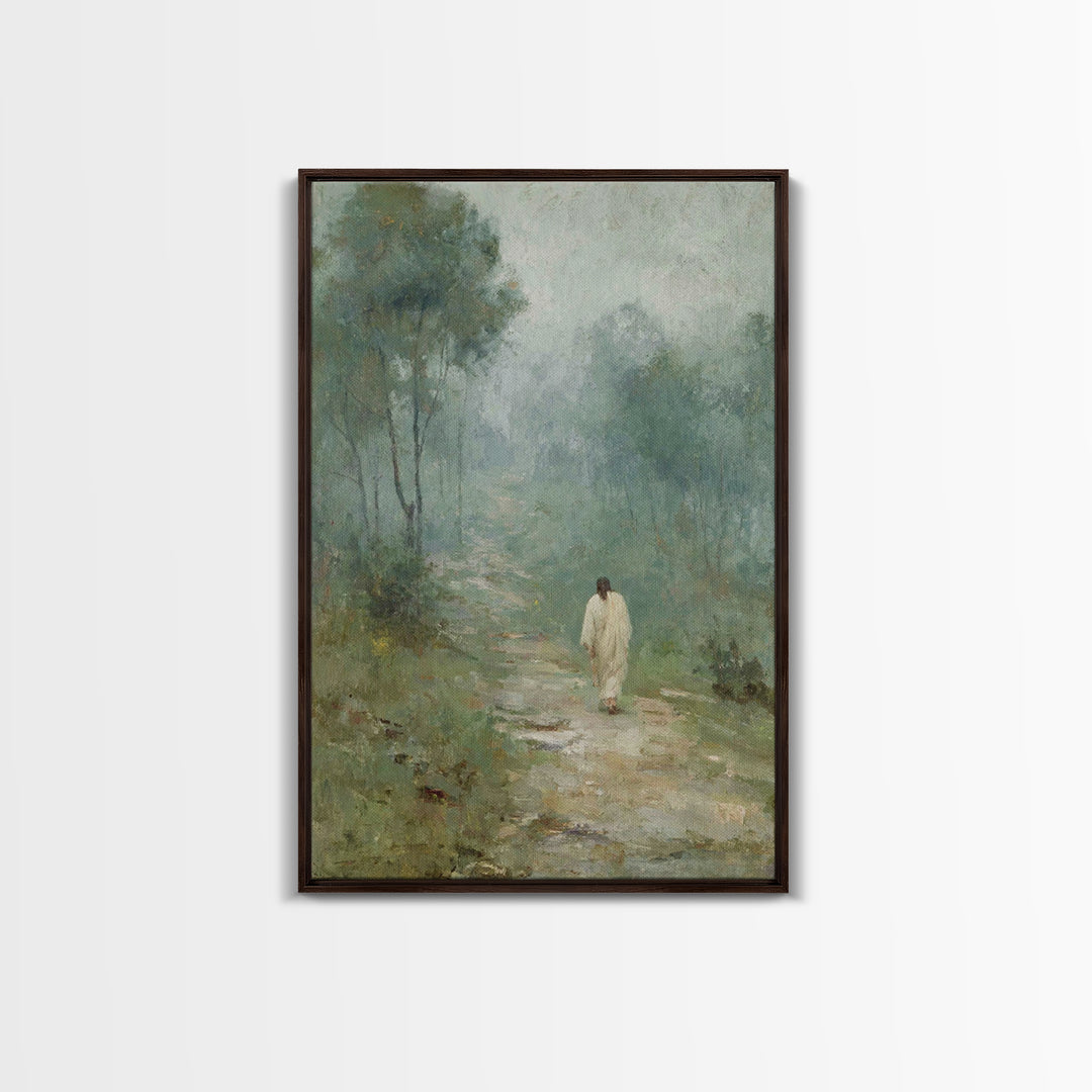 Quiet Morning Steps, Framed Canvas Print, Christian Art Canvas, Subtle Christian Art, Christian Wall Art, Jesus Painting, Christian Decor F