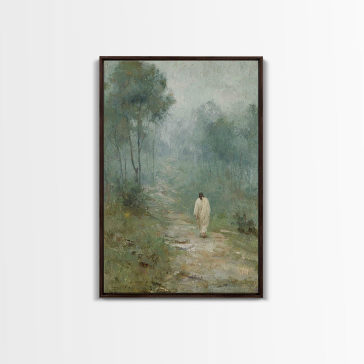 Quiet Morning Steps, Framed Canvas Print, Christian Art Canvas, Subtle Christian Art, Christian Wall Art, Jesus Painting, Christian Decor F