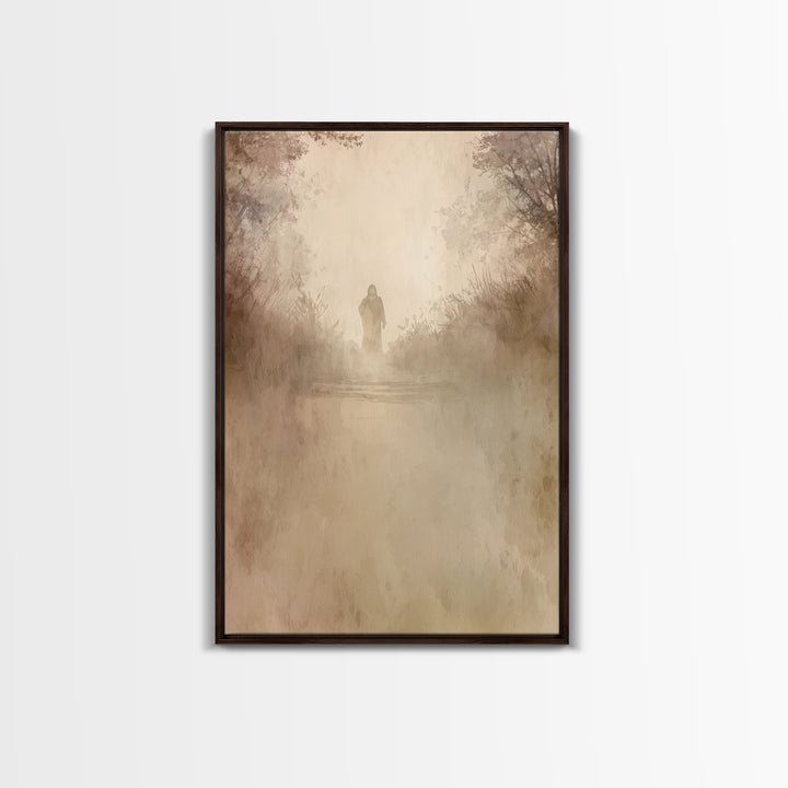 Gentle Path Light – Framed Canvas Print – Christian Art Canvas – Christian Wall Art – Subtle Christian Art – Jesus Painting – Christian Art