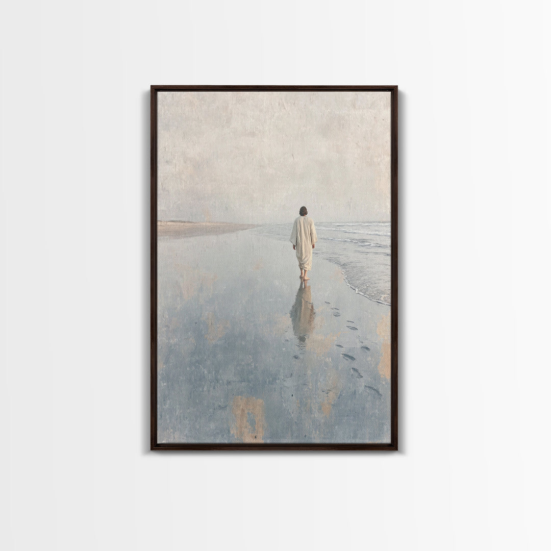 Walk Of Faith - Framed Canvas Print - Christian Wall Art - Jesus Painting - Christian Art Canvas - Minimalist Christian Art - Christian Dec