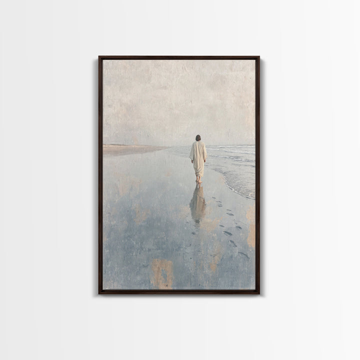 Walk Of Faith - Framed Canvas Print - Christian Wall Art - Jesus Painting - Christian Art Canvas - Minimalist Christian Art - Christian Dec