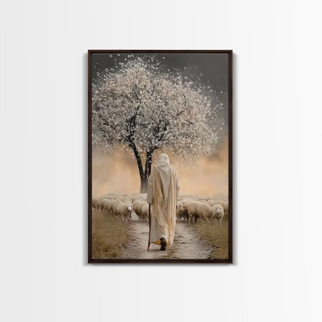 Blossom Shepherd Way – Framed Canvas Print – Jesus Painting – Christian Art Canvas – Christian Wall Art – Christian Art Work – Christian De