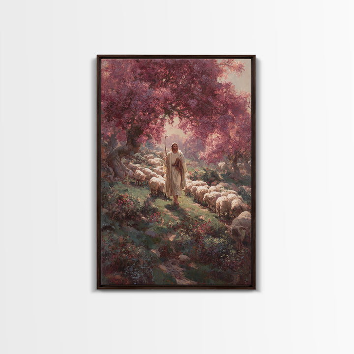 Pastures Of Peace – Framed Canvas Print – Christian Art Canvas – Christian Painting – Subtle Christian Art – Jesus Wall Art – Christian Chr