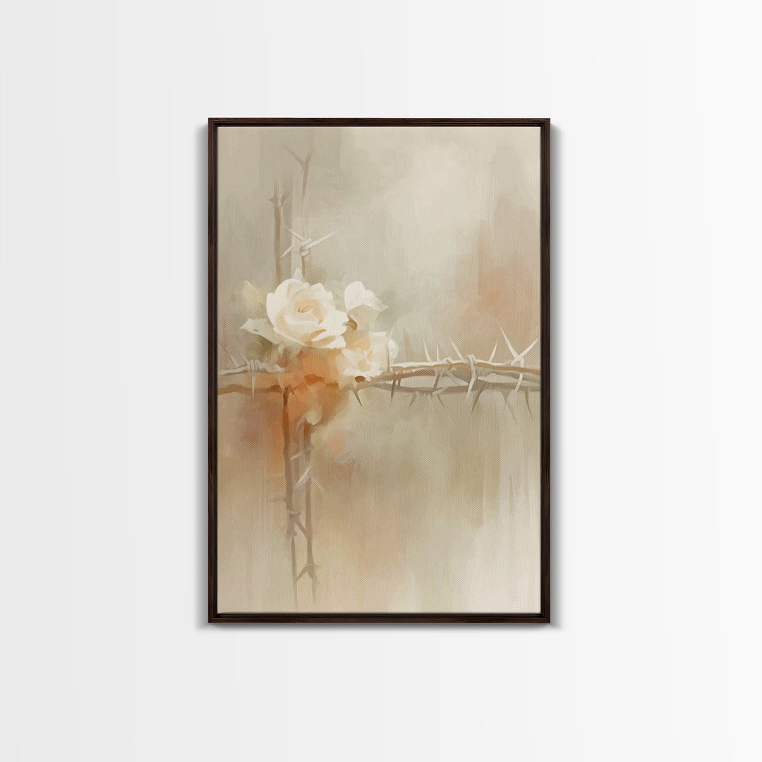 Roses Of Hope, Framed Canvas Print, Christian Art Canvas, Christian Wall Art, Subtle Christian Art, Christian Decor, Modern Christian Art