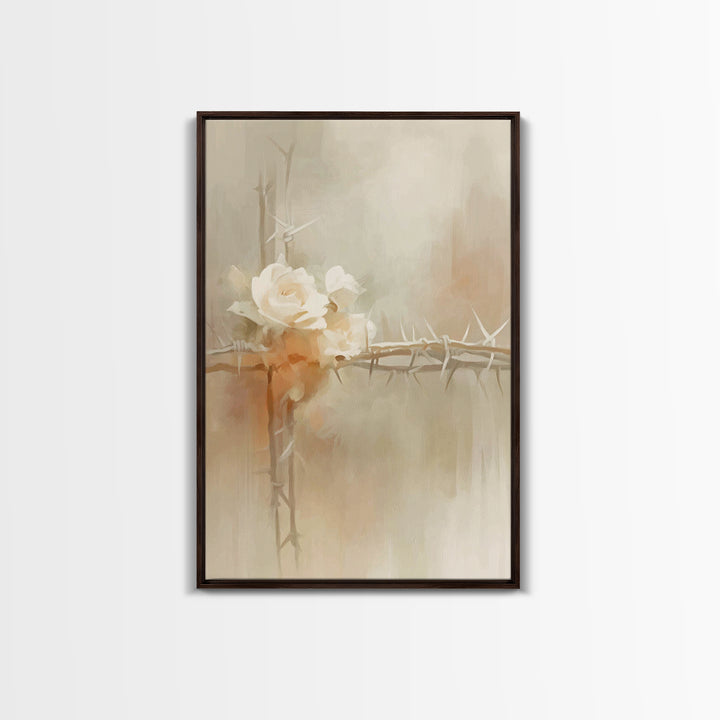 Roses Of Hope, Framed Canvas Print, Christian Art Canvas, Christian Wall Art, Subtle Christian Art, Christian Decor, Modern Christian Art