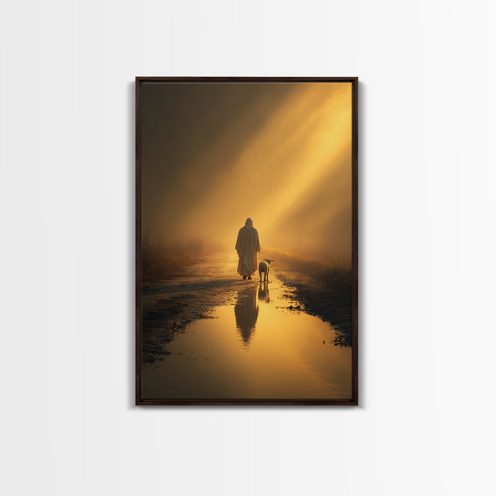 Dawn Shepherd Quiet | Framed Canvas Print | Christian Wall Art | Jesus Art Print | Moody Christian Art | Large Christian Painting | Christi