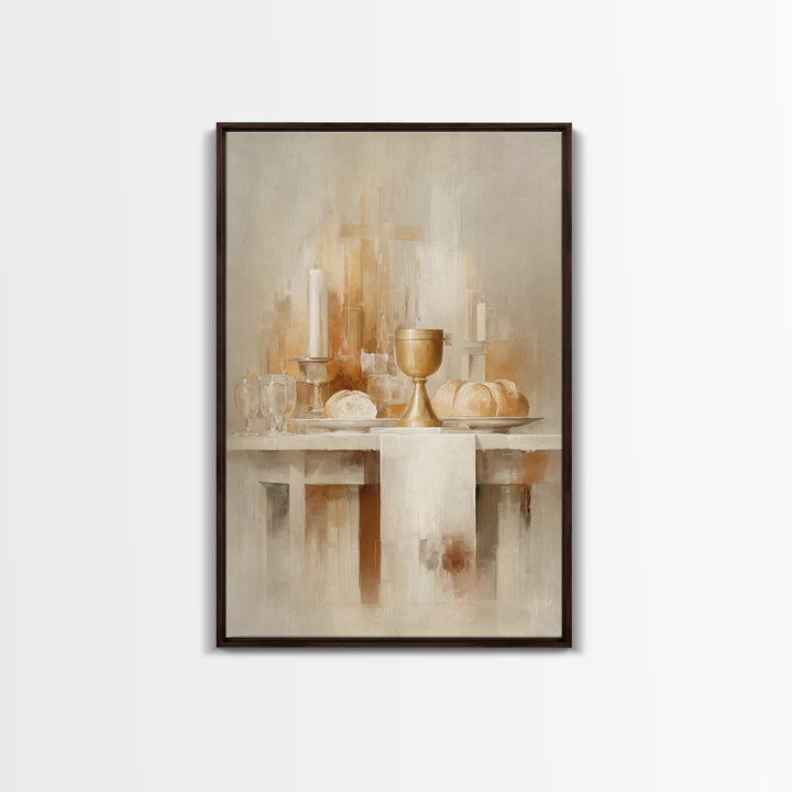Sacred Communion Light | Framed Canvas Print | Christian Wall Art | Christian Christmas Art | Christian Art Canvas | Unique Christian Art
