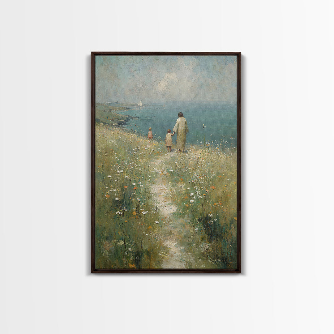 Morning Path Of Hope – Framed Canvas Print – Christian Wall Art – Jesus Painting – Christian Art Canvas – Christian Gift – Modern Christian