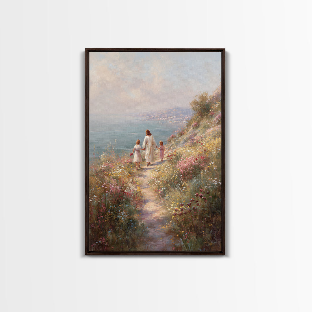 Seaside Promise Light – Framed Canvas Print – Christian Wall Art – Christian Art Canvas – Jesus Painting – Christian Decorations – Subtle C