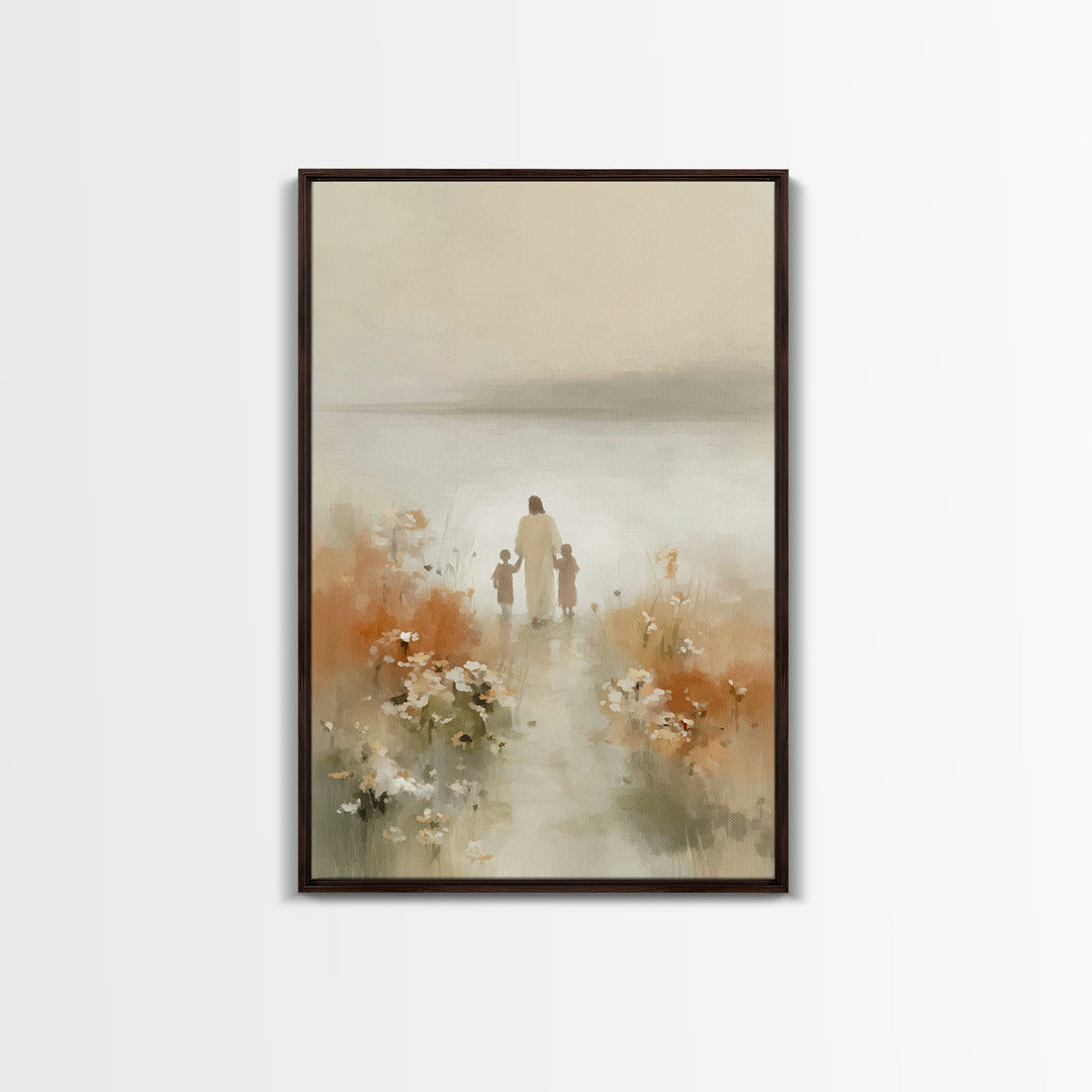 Soft Meadow Peace – Framed Canvas Print – Christian Wall Art – Jesus Art Print – Minimalist Christian Art – Christian Gift Ideas – Christia