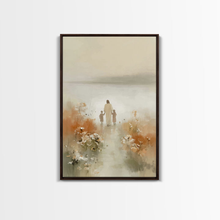 Soft Meadow Peace – Framed Canvas Print – Christian Wall Art – Jesus Art Print – Minimalist Christian Art – Christian Gift Ideas – Christia