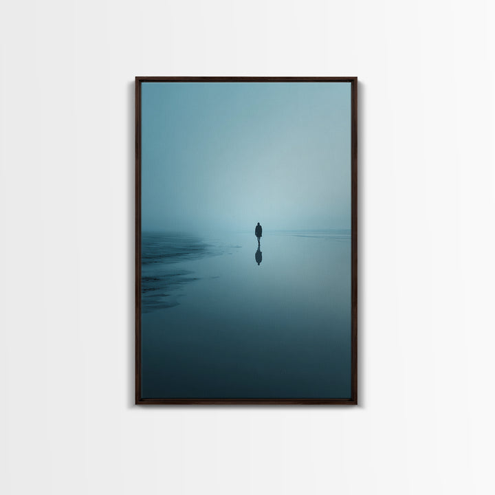 Blue Stillness , Framed Canvas Print, Christian Wall Art, Christian Art Canvas, Jesus Painting, Blue Christian Art, Moody Christian Art