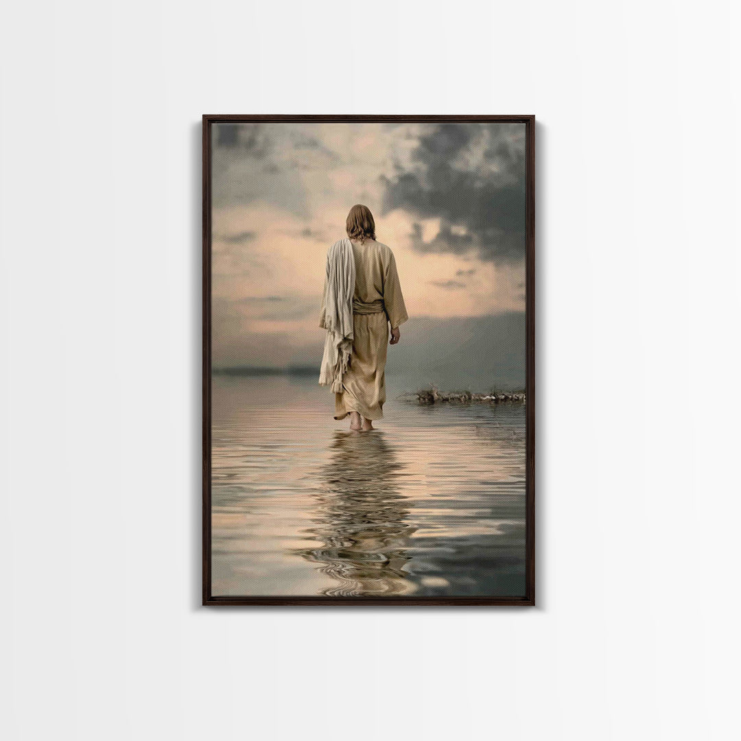Evening Grace | Framed Canvas Print | Jesus Painting | Christian Art Canvas | Christian Wall Art | Moody Christian Art