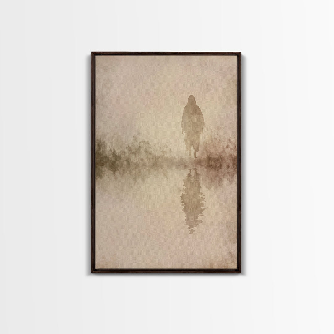 Silent Messiah , Framed Canvas Print, Christian Wall Art, Christian Art Canvas, Jesus Painting, Vintage Christian Art