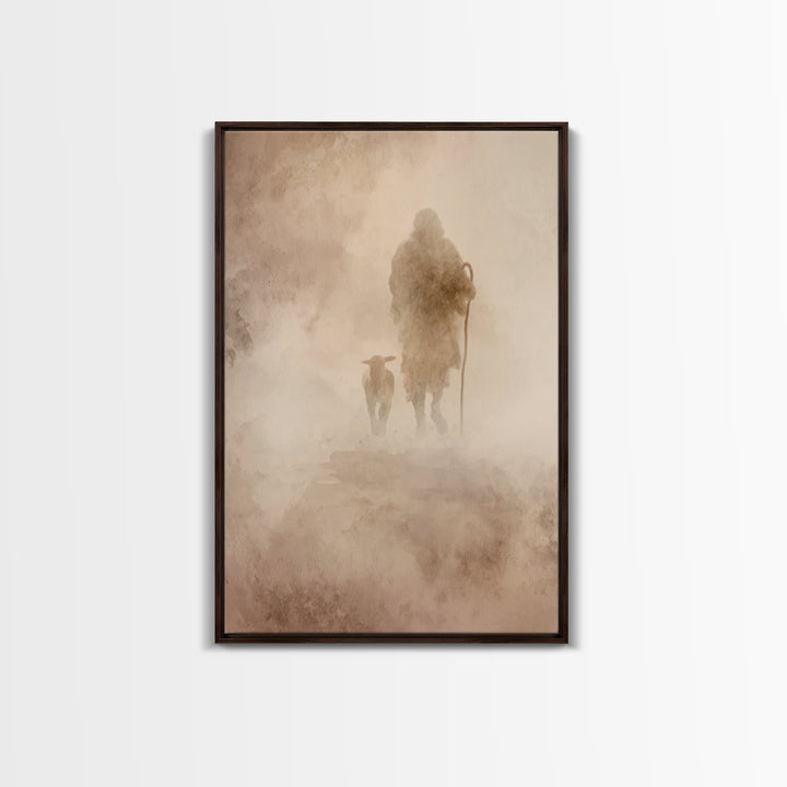Guiding Shepherd , Framed Canvas Print, Christian Art Canvas, Christian Wall Art, Christian Painting, Christian Art Print