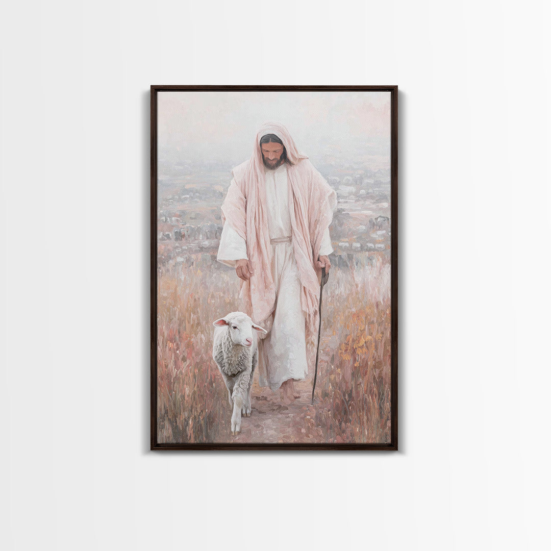 Fields Of Grace – Framed Canvas Print – Christian Wall Art – Christian Art Canvas – Jesus Painting – Modern Christian Art – Christmas Art
