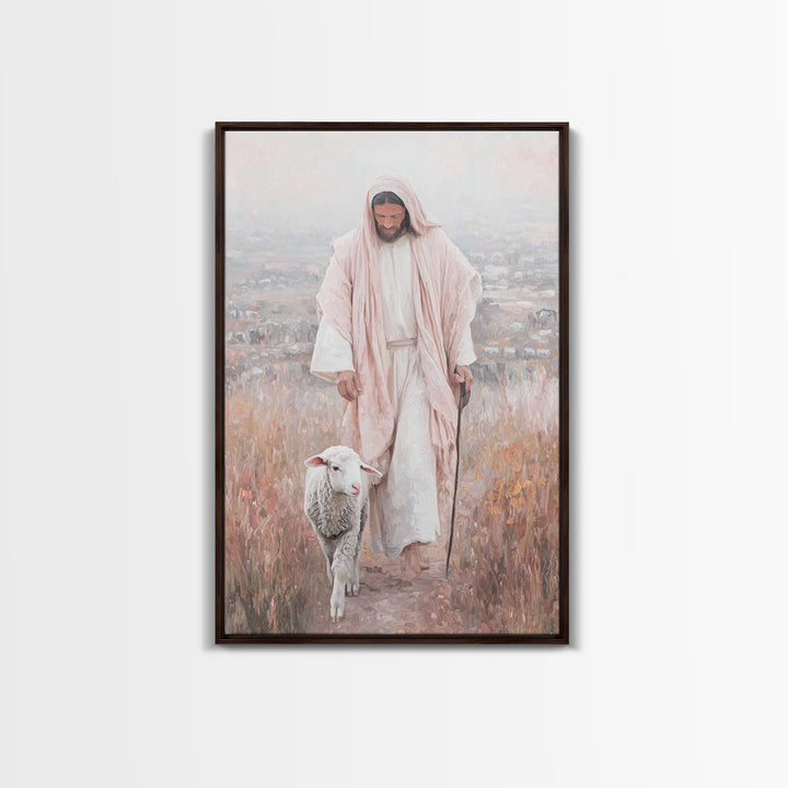 Fields Of Grace – Framed Canvas Print – Christian Wall Art – Christian Art Canvas – Jesus Painting – Modern Christian Art – Christmas Art