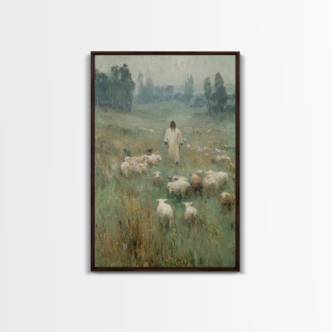 Pasture Reverence – Framed Canvas Print – Vintage Christian Art – Christian Wall Art – Christian Art Canvas – Jesus Painting – Christian De