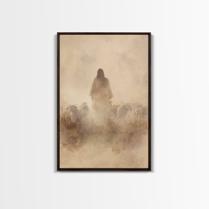 Shepherd Of Light – Framed Canvas Print – Christian Wall Art – Jesus Painting – Christian Canvas Art – Pastoral Scenery – Christian Gift Id