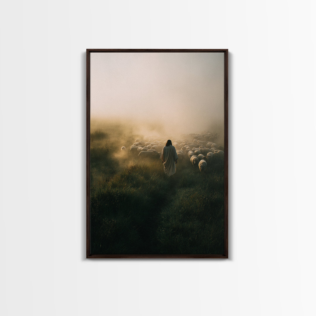 Fields Of Grace, Framed Canvas Print, Jesus Painting, Christian Art Print, Large Christian Art, Christian Wall Art, Christian Gift Ideas