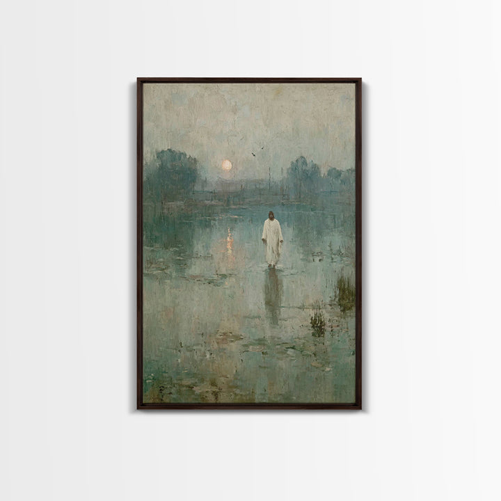 Calm Waters Glory | Framed Canvas Print | Christian Art Painting | Jesus Painting | Modern Christian Art | Christian Wall Art | Christian G